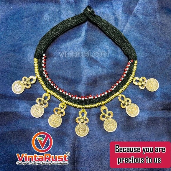 Vintage Choker Necklace With Dangling Coins, Statement Coins Choker Necklace - Picture 2 of 7